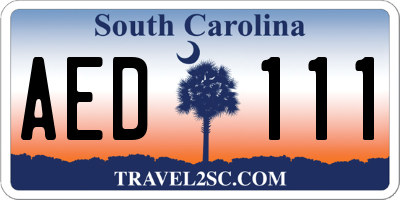 SC license plate AED111