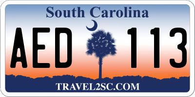 SC license plate AED113