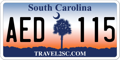 SC license plate AED115