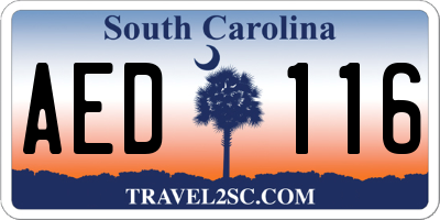 SC license plate AED116