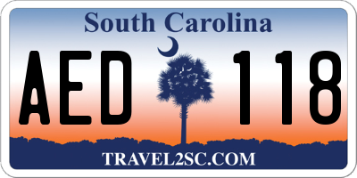 SC license plate AED118