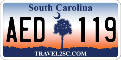 SC license plate AED119