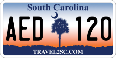 SC license plate AED120