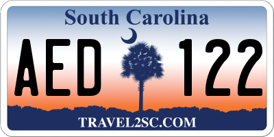 SC license plate AED122