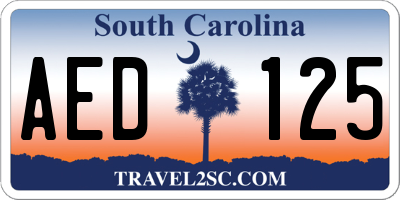SC license plate AED125