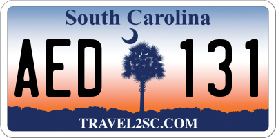 SC license plate AED131