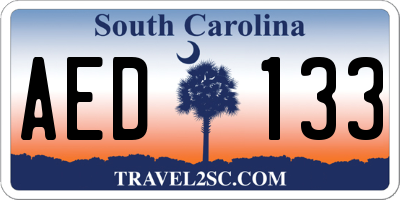 SC license plate AED133