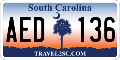 SC license plate AED136