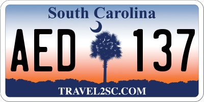 SC license plate AED137