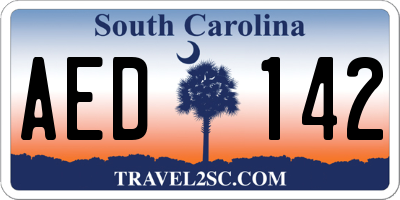 SC license plate AED142