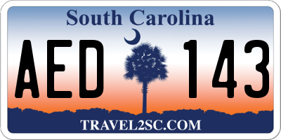 SC license plate AED143