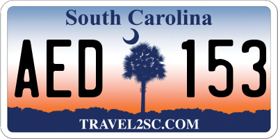 SC license plate AED153