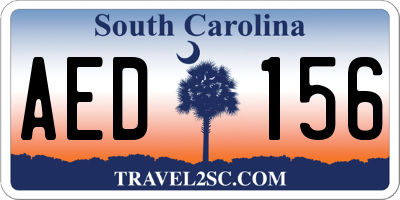 SC license plate AED156