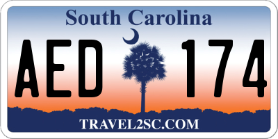 SC license plate AED174