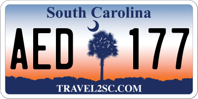 SC license plate AED177