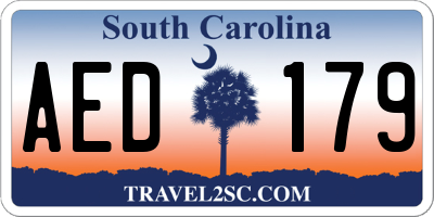 SC license plate AED179