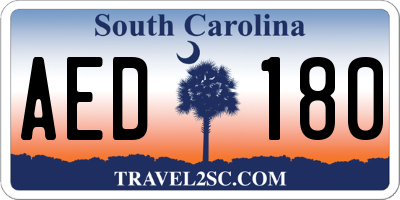 SC license plate AED180