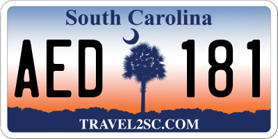 SC license plate AED181