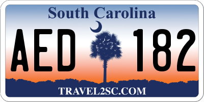 SC license plate AED182