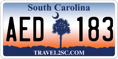 SC license plate AED183
