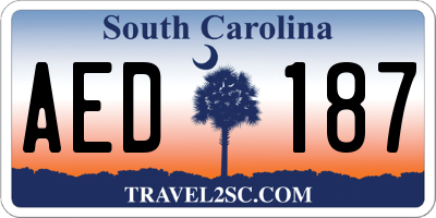 SC license plate AED187