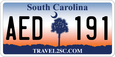 SC license plate AED191