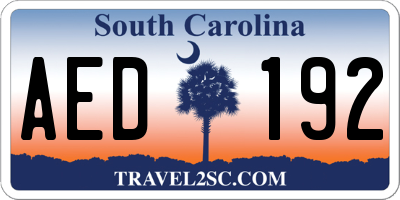 SC license plate AED192