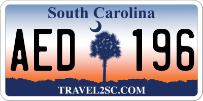 SC license plate AED196