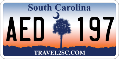 SC license plate AED197