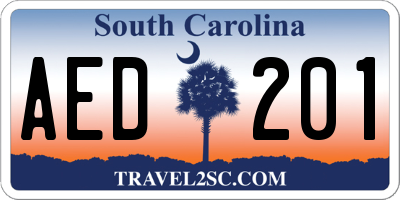 SC license plate AED201