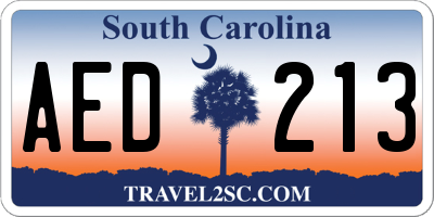 SC license plate AED213