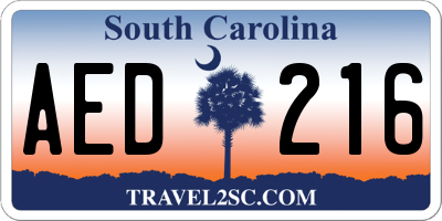 SC license plate AED216