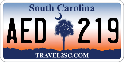 SC license plate AED219