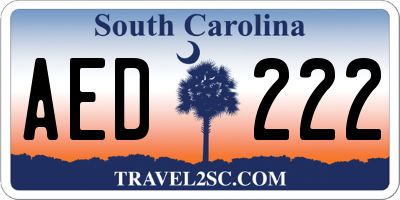SC license plate AED222