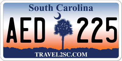 SC license plate AED225