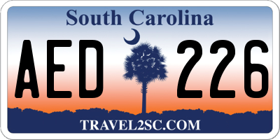 SC license plate AED226