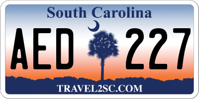 SC license plate AED227