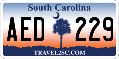SC license plate AED229