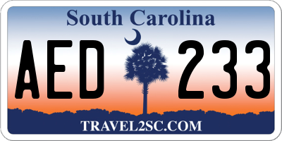 SC license plate AED233
