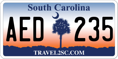 SC license plate AED235