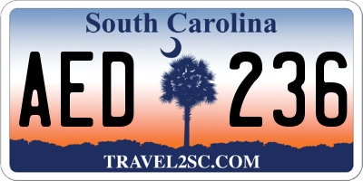 SC license plate AED236