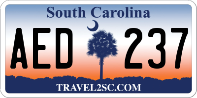 SC license plate AED237