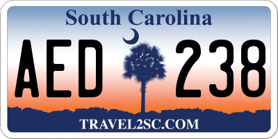 SC license plate AED238