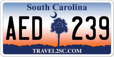 SC license plate AED239
