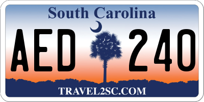 SC license plate AED240