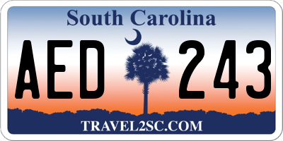 SC license plate AED243