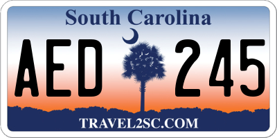 SC license plate AED245