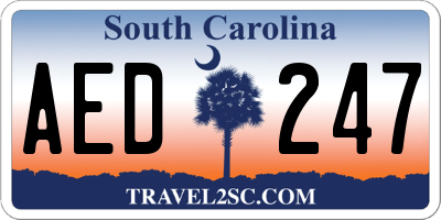 SC license plate AED247
