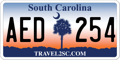 SC license plate AED254