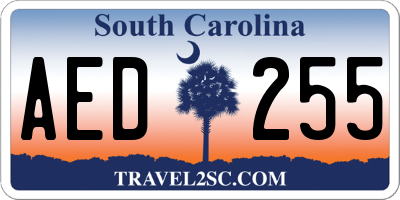 SC license plate AED255